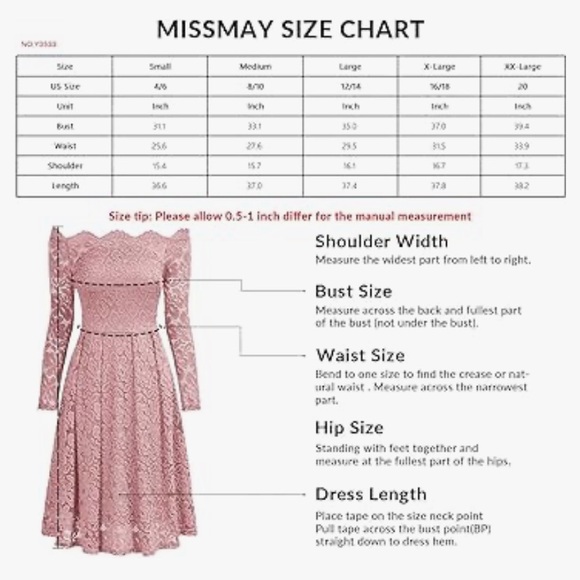 MISSMAY Women's Retro Floral Lace Long Sleeve Boat Neck Swing Dress Small NWT - Picture 13 of 14